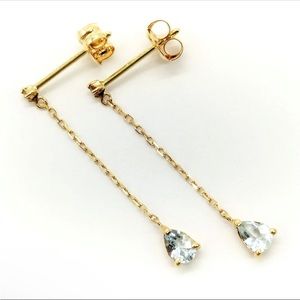 Jewelry Pierced Earring  Aquamarine Yellow Gold